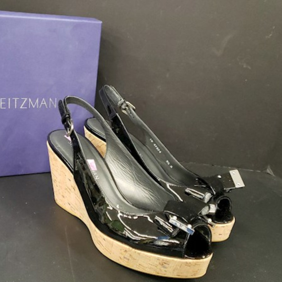 Stuart Weitzman Bodajean Peep Toe Slingback Wedge - Picture 1 of 3